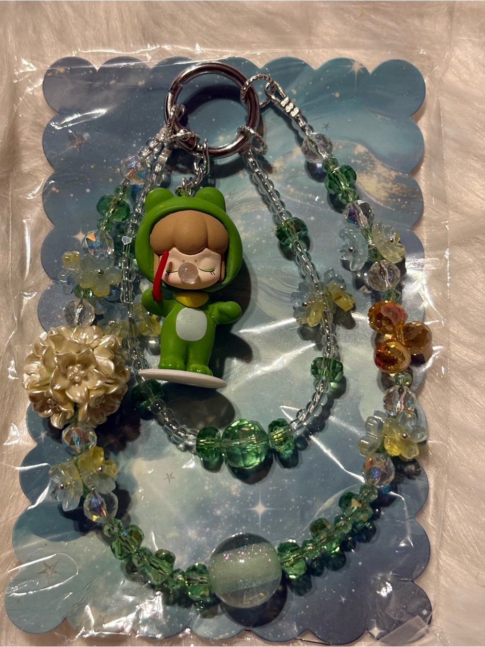 Nanci Green Frog Costume Keychain with Beaded Straps - Accessories